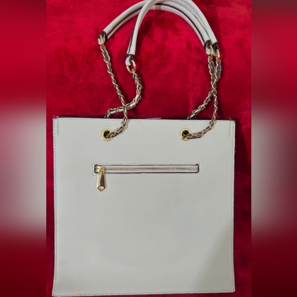 BCBG Cream Tote Bag with Gold Accents - Picture 8 of 9
